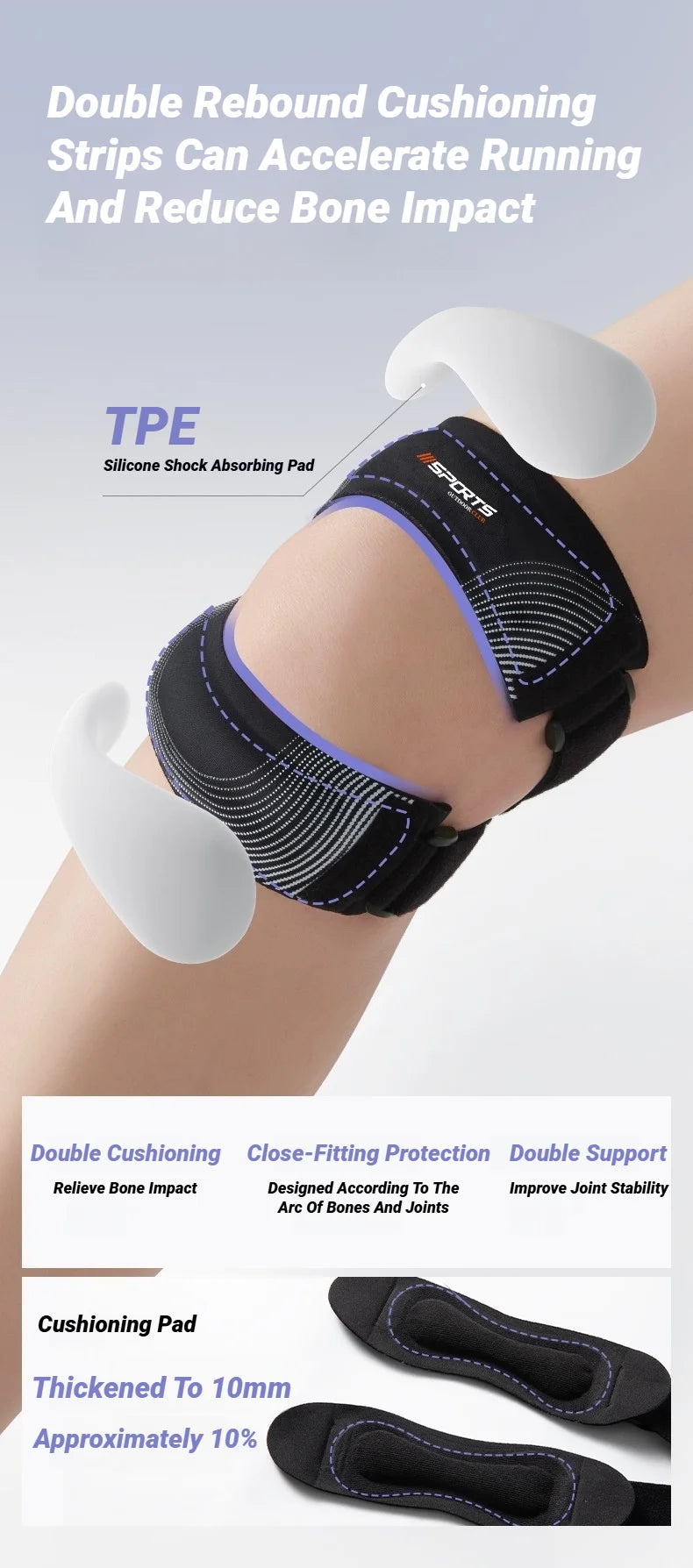 Patella Knee Brace Pro For Meniscus Adjustable Orthopedic Compression Patellar Tendon Support Strap With Pads Pain