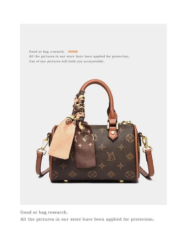 Retro Letter-Print Boston Bag, Trendy Shoulder Bag