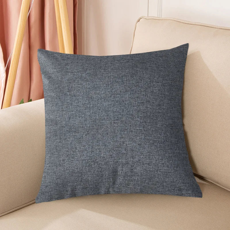 Solid-Color Cotton-Linen Cushion Cover