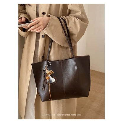 Khaki Wrinkled Faux Leather Tote, Fits 13-Inch Laptop