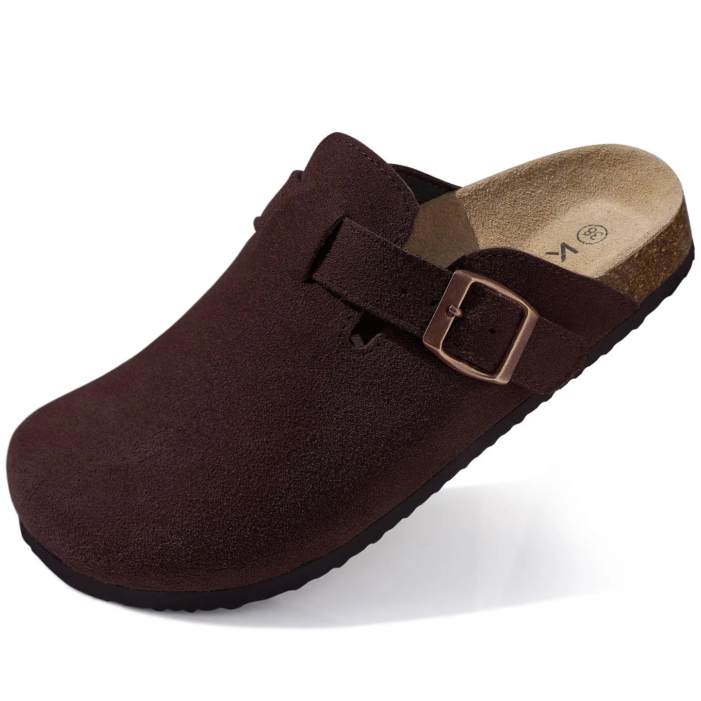 Men’s Suede Clogs — Soft Leather Cork Sandals with Arch Support