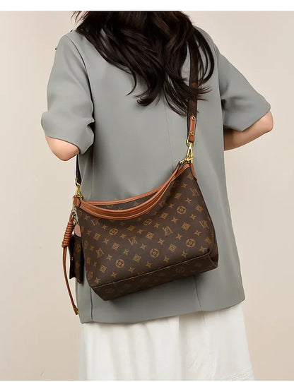 Vintage Canvas Hobo Tote with Mini Coin Bag Charm