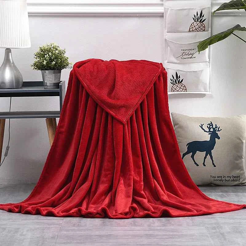 Coral Fleece Flannel Blankets For Beds Solid Blue Pink Soft Warm Thin Bedspread Sofa Cover Faux Fur Plaid Blanket