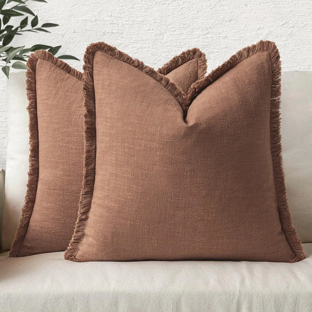Fringed Boho Cushion Cover with Tassel Detail