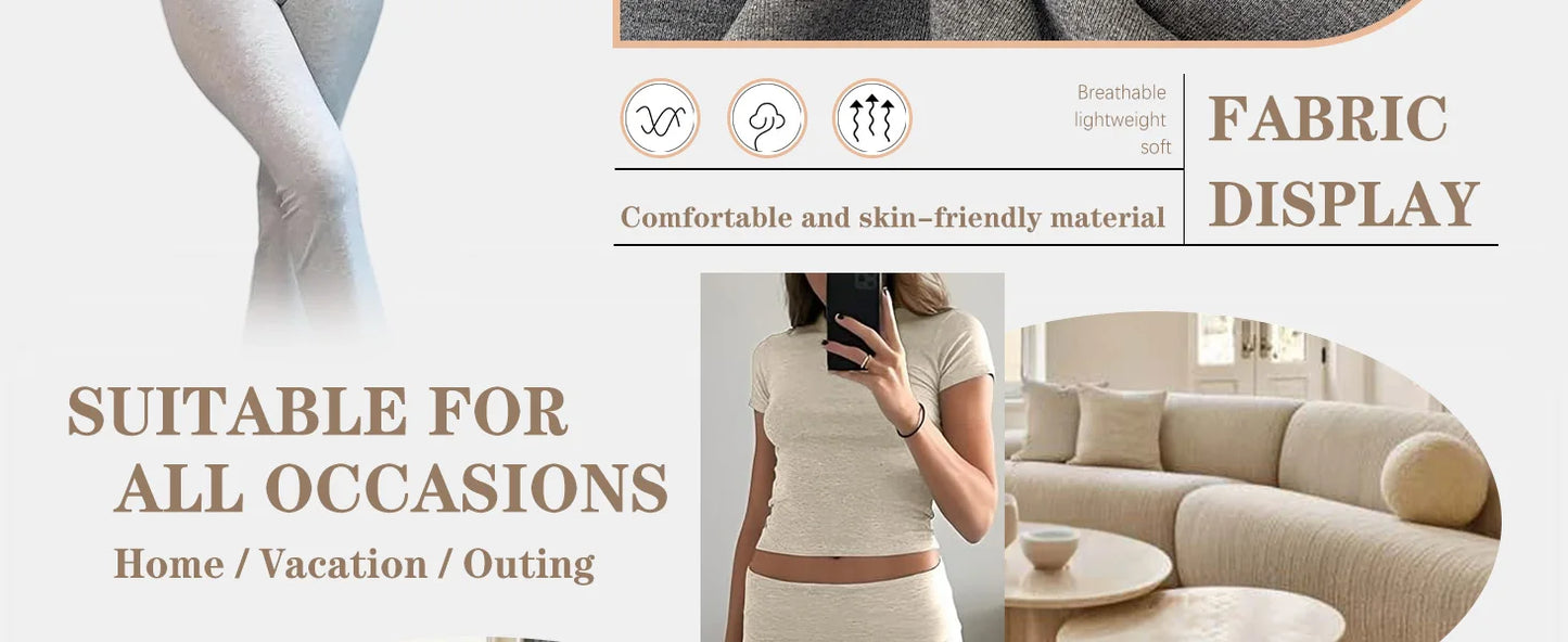 Women’s 2-Piece Short Sleeve Yoga Set — Flared Trousers & Crop Top