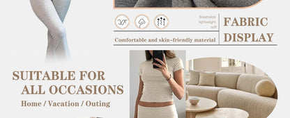 Women’s 2-Piece Short Sleeve Yoga Set — Flared Trousers & Crop Top