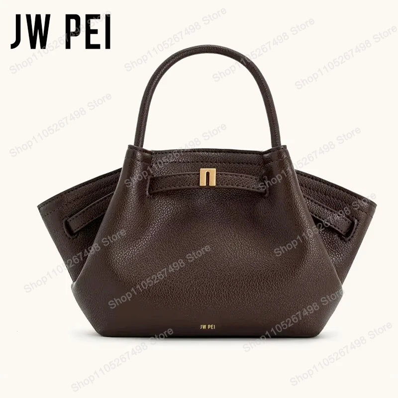 Minimalist Pebbled Leather Trapeze Tote, Top Handle