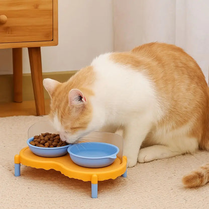 Anti-Slip Ceramic Cat Bowl – Elevated Double Feeder for Cats & Multi-Pet Homes