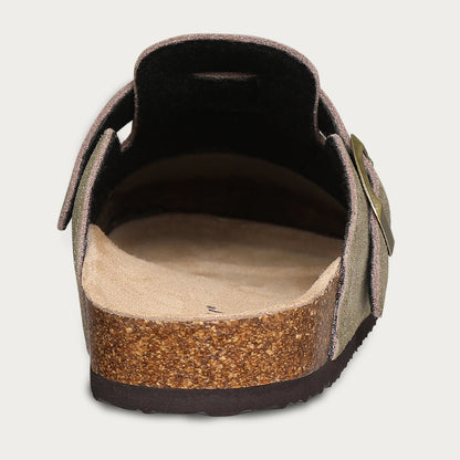 Men’s Suede Clogs — Soft Leather Cork Sandals with Arch Support