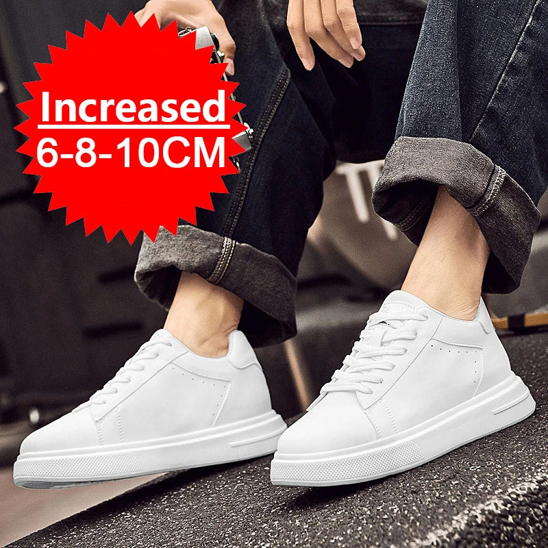 Brand Elevator Shoes Men Heightening Shoes Leather Height Increase 6/8/10cm Lifting Men's Height Increasing Mens Casual Sneakers