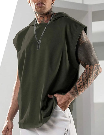 Solid Color 2023 Brand New Men's Tank Tops Vest Sleeveless Tees For Male Hooded Man Vests Tops Hip Hop Men Tank Top T shirt