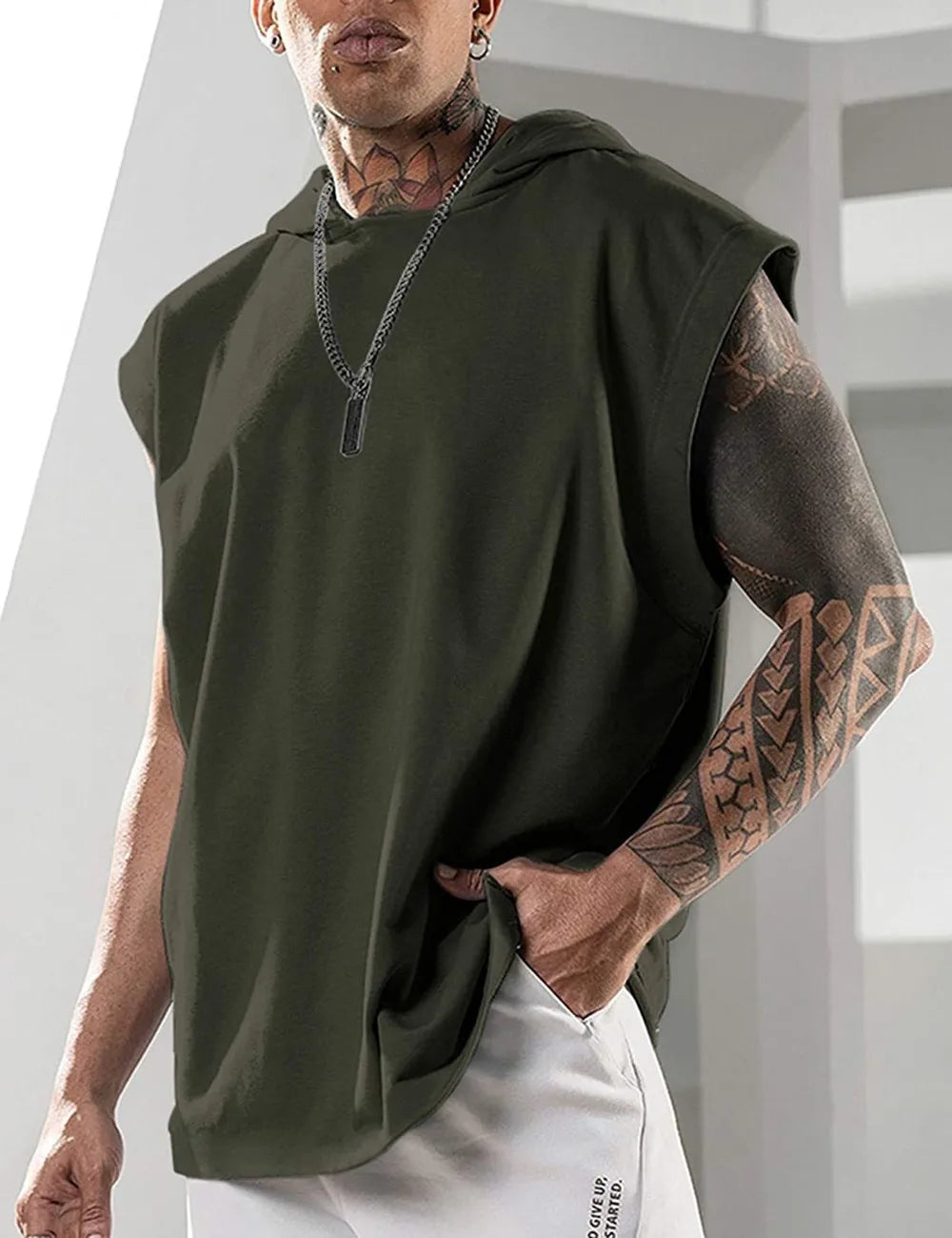 Solid Color 2023 Brand New Men's Tank Tops Vest Sleeveless Tees For Male Hooded Man Vests Tops Hip Hop Men Tank Top T shirt