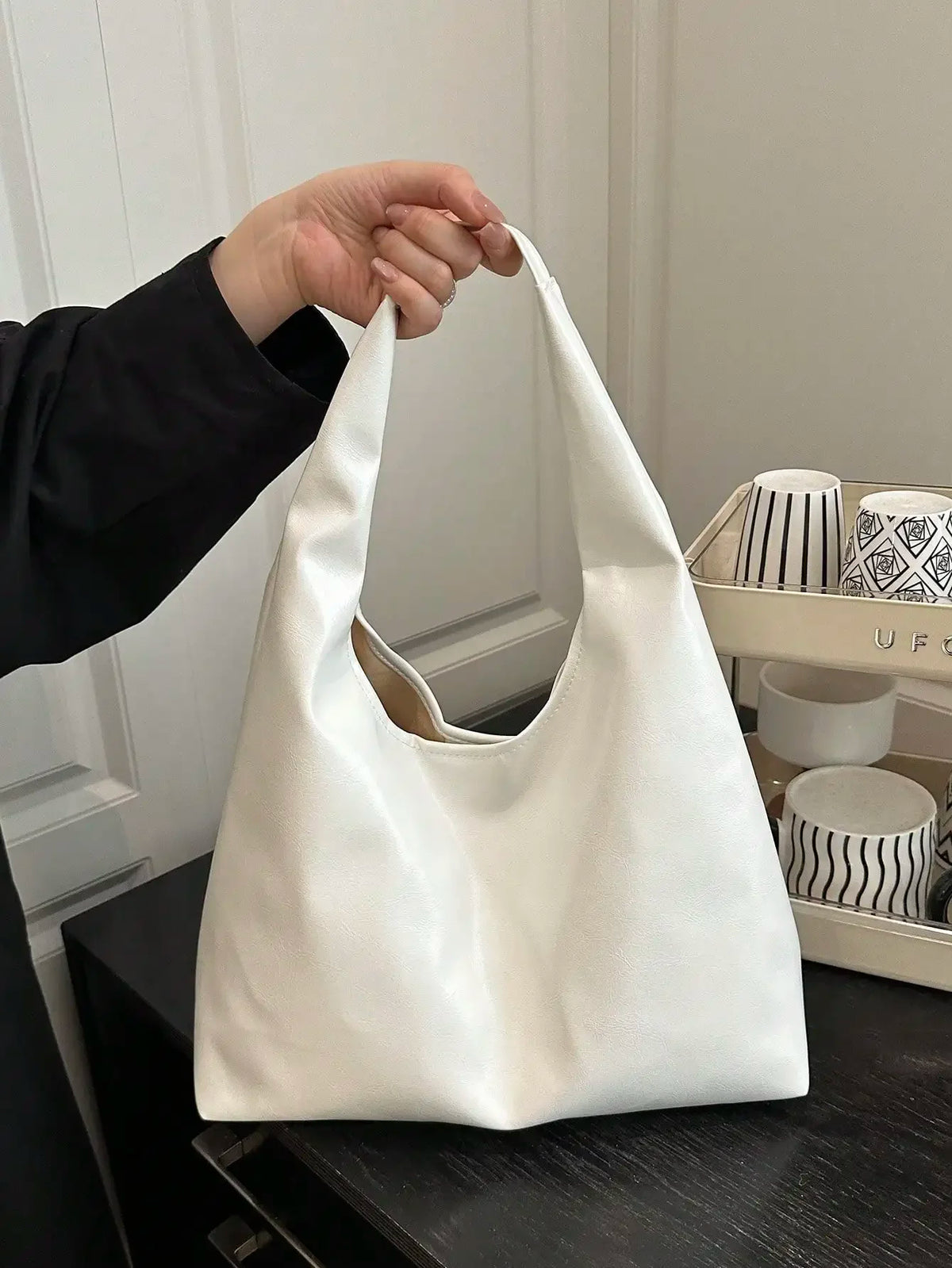 Large Capacity Solid Color Shoulder & Tote Bag