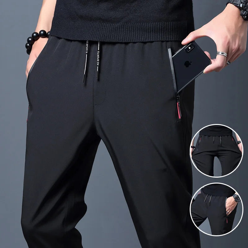 Men's Business Stretch Slim Fit Trousers — Elastic Waist Korean Classic Jogger Pants