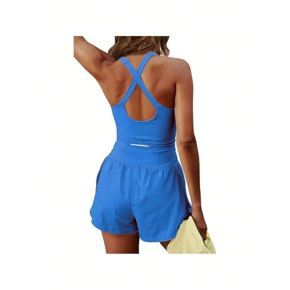 Women’s Sleeveless Gym Jumpsuit — Athletic Yoga & Running Romper