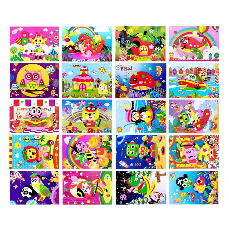 10/20pcs/lot 3D EVA Foam Sticker DIY Cartoon Animal Puzzle for Children Kids Multi-patterns Styles Toys for Children Gift