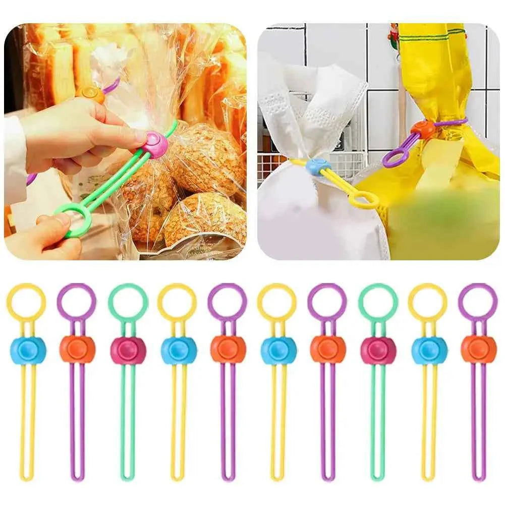 10/20/30/50pcs Silicone Food Bag Sealing Strap Freshness Sealing Clip Adjustable Clip Portable Data Cable Storage Kitchen Gadget