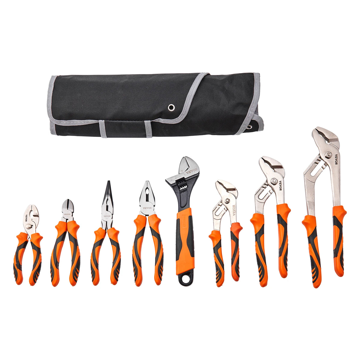 SucceBuy 8-Piece Pliers Set 8" Linesman's Pliers 6" Slip Joint Pliers Long Nose Pliers 6" Diagonal Cutter 10" Adjustable Wrench