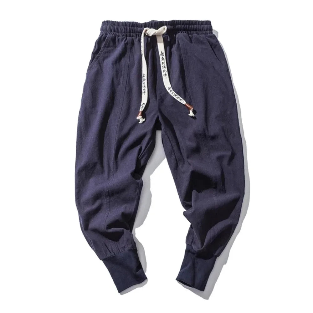 Men's Cotton Linen Harem Pants — Baggy Drop-Crotch Streetwear Joggers