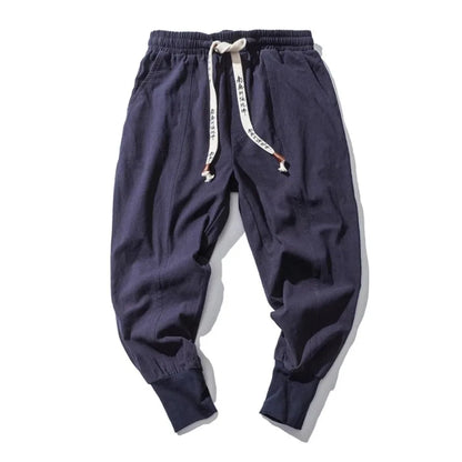Men's Cotton Linen Harem Pants — Baggy Drop-Crotch Streetwear Joggers