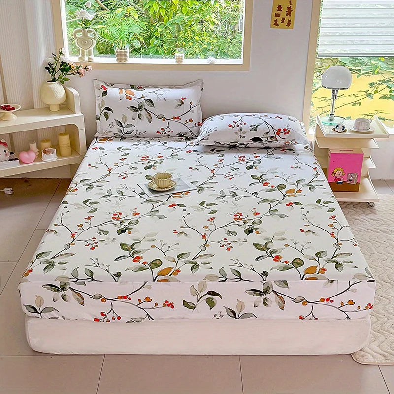 3-Piece Print Bedding Set with Fitted Sheet