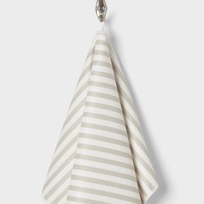 1PC Tan Quick Dry Striped Waffle Hand Towel - Absorbent Kitchen Towel