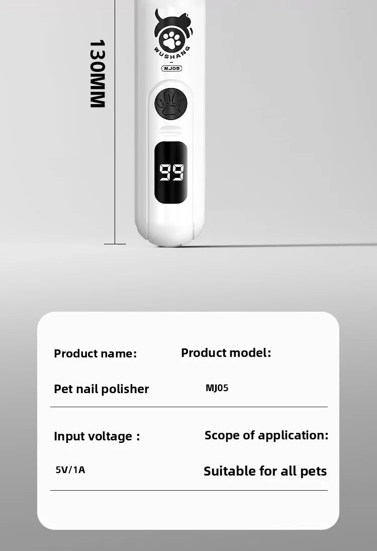 LCD Display Pet Nail Polisher with 3 Grinding Heads
