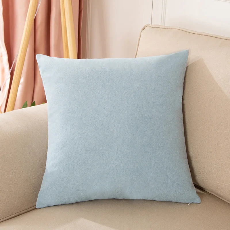 Solid-Color Cotton-Linen Cushion Cover