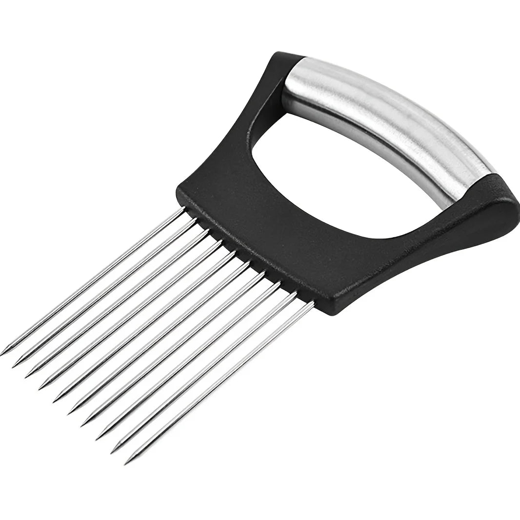Stainless Steel Onion Slicer Holder & Meat Tenderizer – Multipurpose Cutting Tool