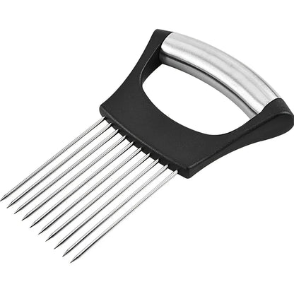 Stainless Steel Onion Slicer Holder & Meat Tenderizer – Multipurpose Cutting Tool