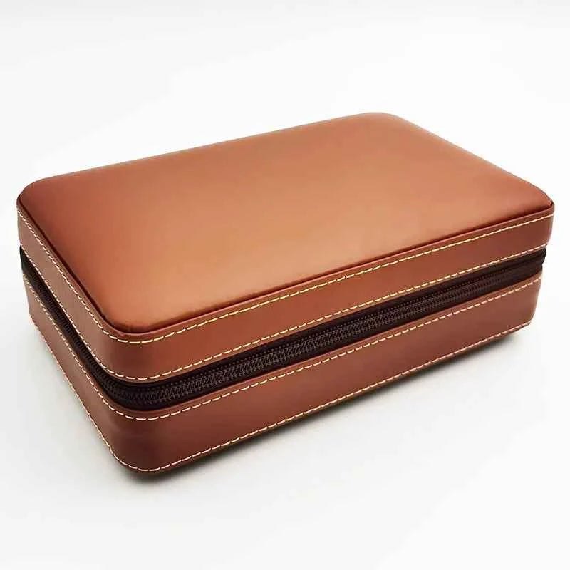 4pcs Humidor Cigar Box Travel Cigar Case orginizer without cutter lighter Leather Cedar Wood Cutter smoking accessories storage