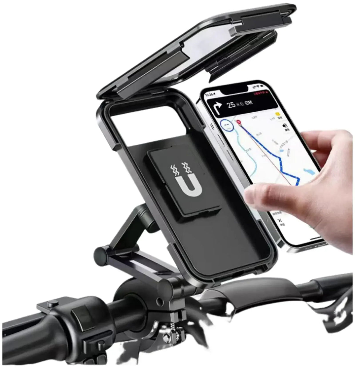 New Adjustable Retractable Bike Phone Holder 360° Rotating Waterproof Anti-Shock Bike Motorcycle Phone Mount Touchscreen Bracket