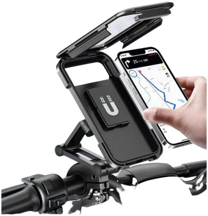 New Adjustable Retractable Bike Phone Holder 360° Rotating Waterproof Anti-Shock Bike Motorcycle Phone Mount Touchscreen Bracket