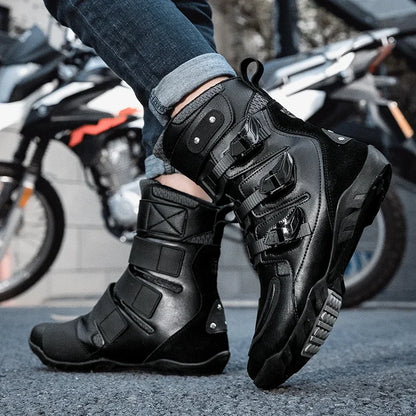 New Waterproof Men's Dirt Bike Shoes Men's Motorcycle Boots New Comfortable Leather Protective Boots Anti-slip Wear-resistant