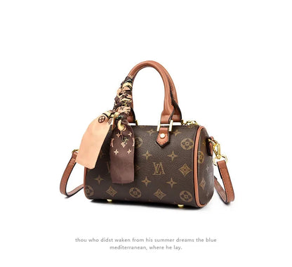 Retro Letter-Print Boston Bag, Trendy Shoulder Bag