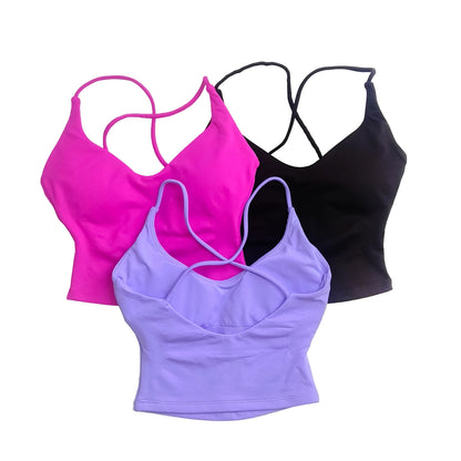 Dynamic Strappy Push-Up Fitness Tank Top — Back Cross Sports Bra