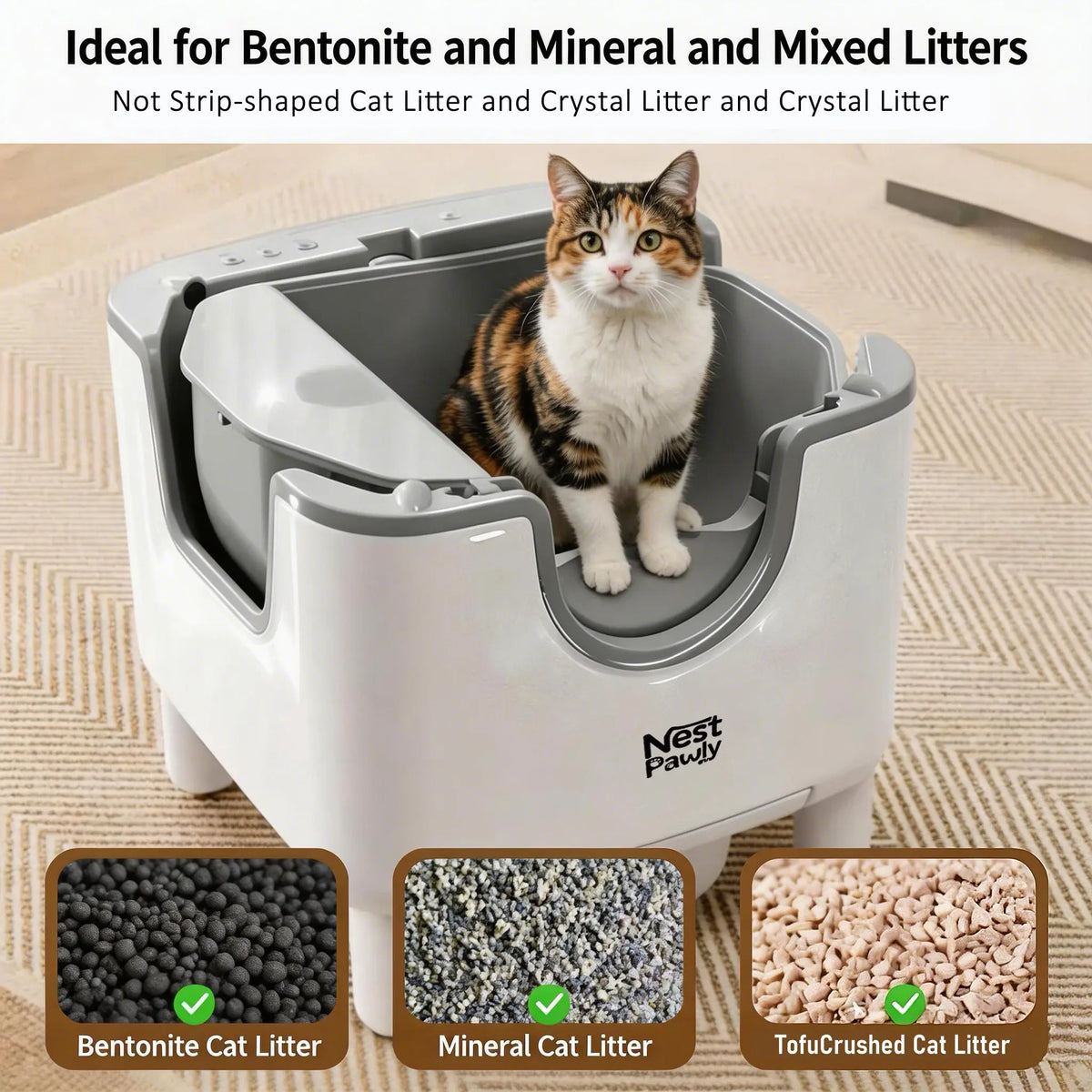 Self-Cleaning Automatic Cat Litter Box, Open Top