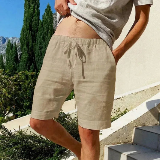 Short de plage Hawaïen homme en coton et lin — Coupe ample, respirant, streetwear
