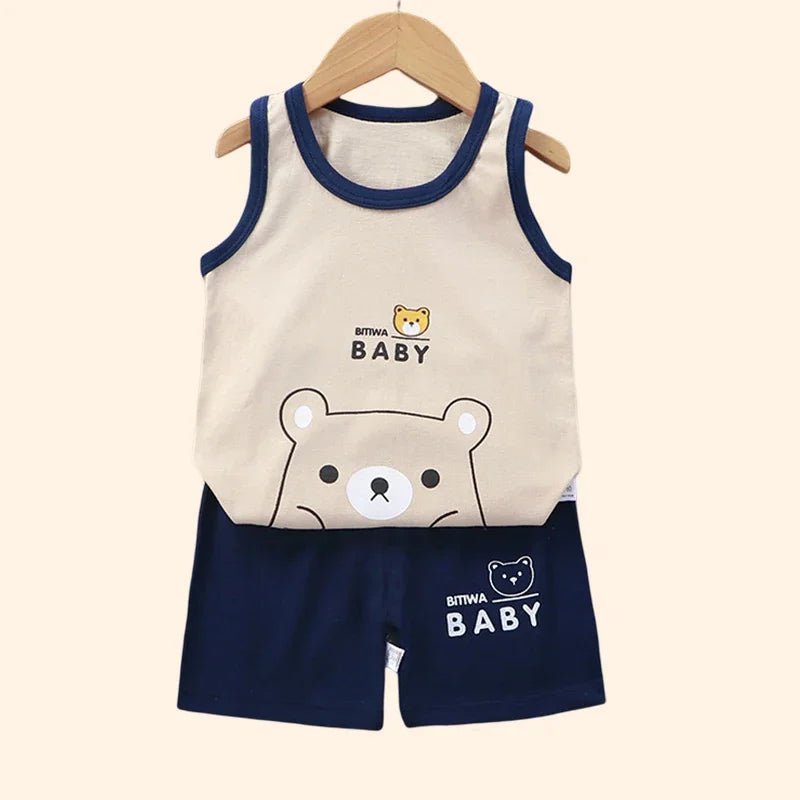 Cotton Tank Top & Shorts Vest Suit Set