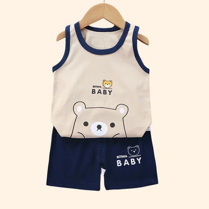Cotton Tank Top & Shorts Vest Suit Set