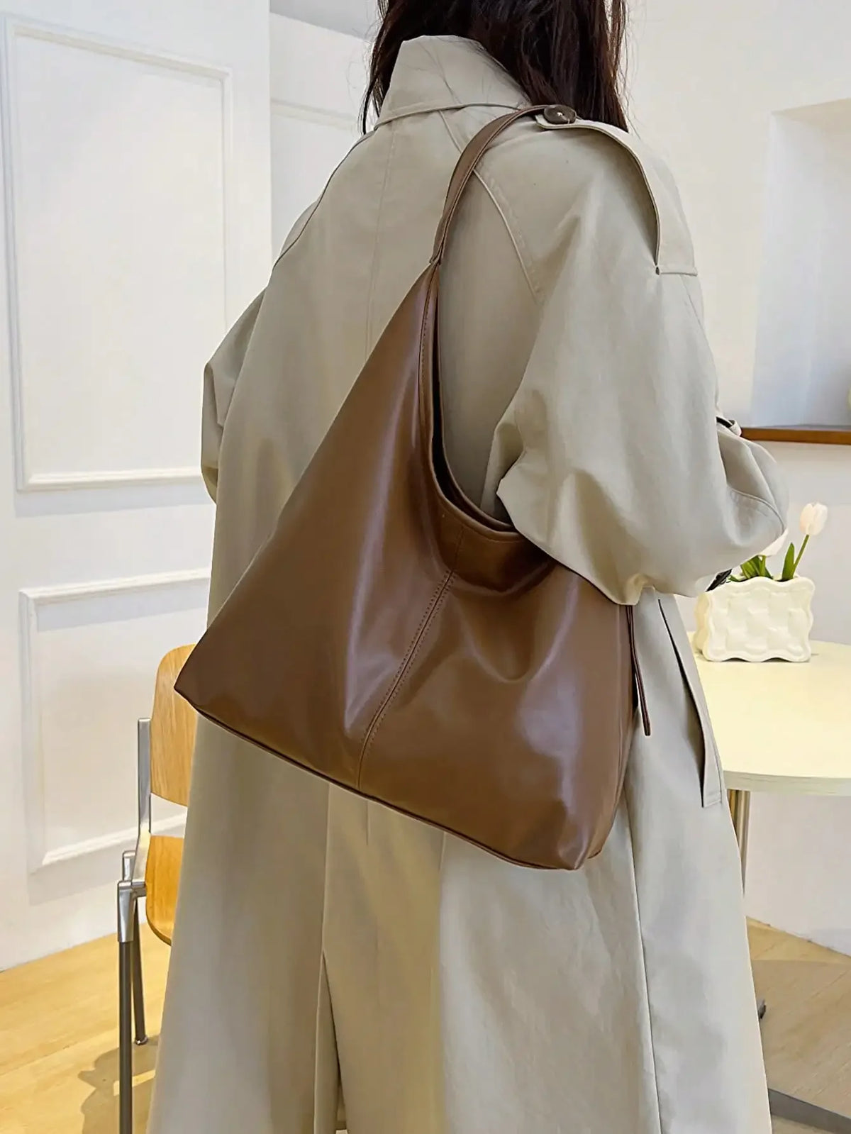 Large Capacity Solid Color Shoulder & Tote Bag