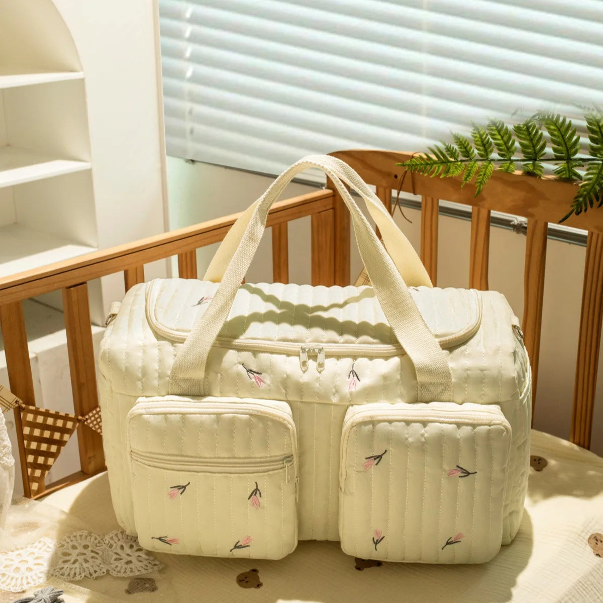 Large Capacity Cotton Maternity Diaper Tote Bag