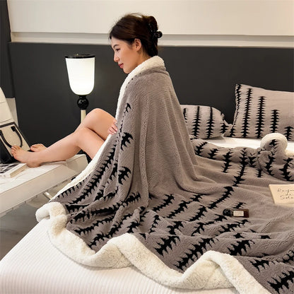 Blanket New Thickened Cloud-feel Fleece Double-layer  Plush Winter Wool Knee Nap Four Seasons Blankets for Sofas Sleeping