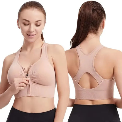 CZGUKE Women's Zipper Sports Bra Vest Plus Size Shock Resistant Bra Women's yoga Running Fitness Bra Women's Underwear