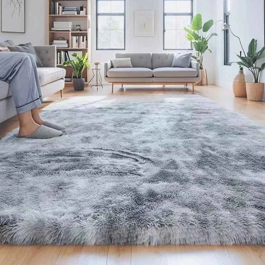 Shaggy Area Gray Rug For Living Room Super Soft Long Pile Bedroom Carpet Non-Slip Children's Home Decor Fluffy Bedside Floor Mat