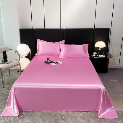 High-end Mulberry Silk Bed Sheet and Pillowcase or Only A Bedsheet Luxury Stain Silky Bed Sheet Set Queen Beautify Skin Bedsheet