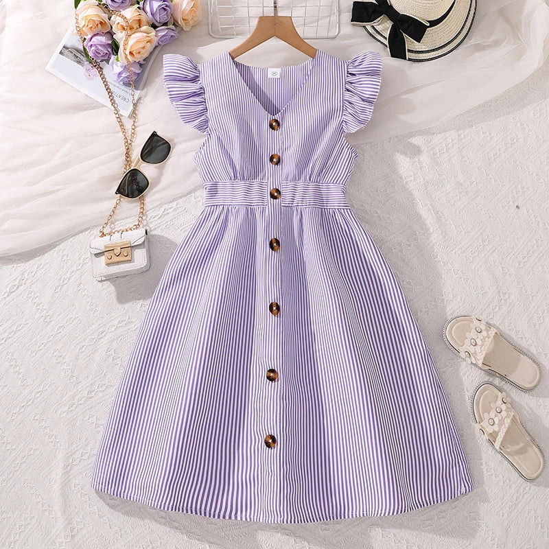 Kids Dress For Girls 8-12 Years Summer Girls Dopamine Dress Graduation Birthday Party Event Fresh Sweet Style Girls Dress
