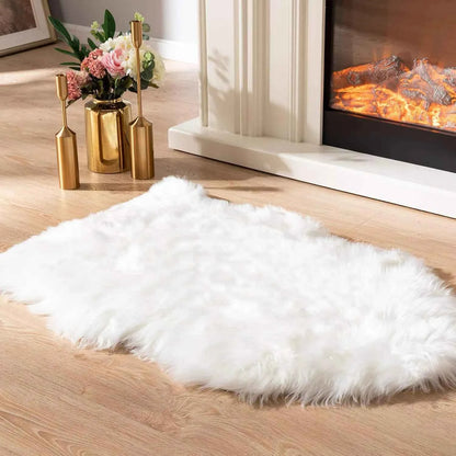 Soft Shaggy Faux Fur Rug Non-Slip Floor Mat 60x90CM Extra Thick Plush Bedroom Rug for Living Room Warm Carpet Machine Washable