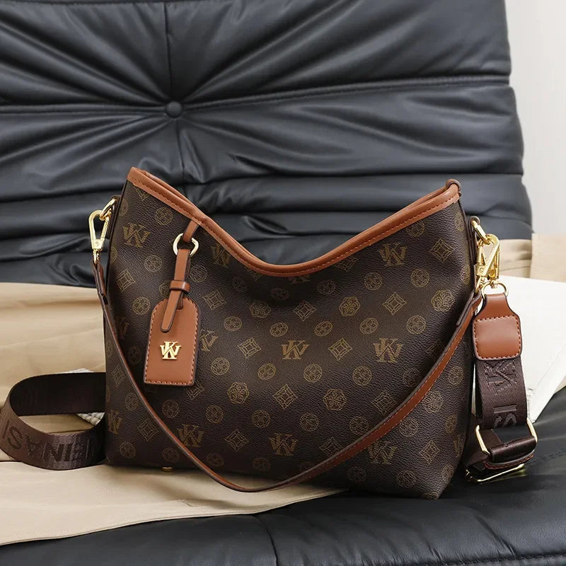 Beige Printed Commuter Tote, Large Capacity