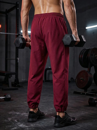 Men's Trendy Sporty Pants with Lines Gym Workout Running Trousers with Side Pockets Athletic Quick-Dry Breathable Sweatpants